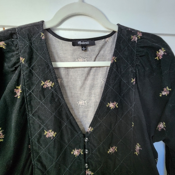 Madewell Corduroy Quilted-Bib Mini Dress in Blurred Ikat - Picture 5 of 7